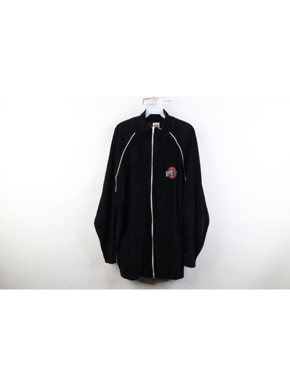 Vintage 90s Y2K Mens XL Velvet Velour Ohio State University Track Jacket Black